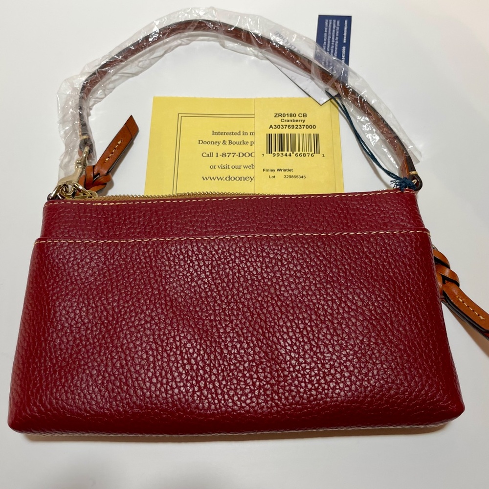 Dooney & Bourke Finley Wristlet Cranberry Pebble Leather NWT - Picture 3 of 7